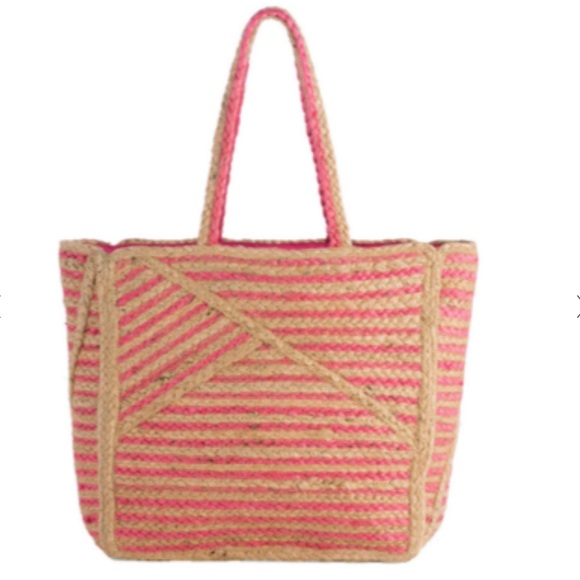 Shiraleah Chicago Hani Straw pink tote bag - Picture 1 of 9